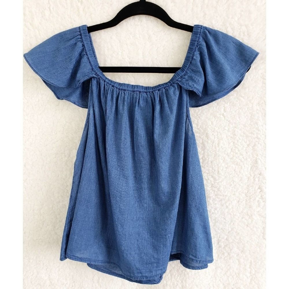 Madewell Chambray Denim Off the Shoulder Top - Picture 5 of 6